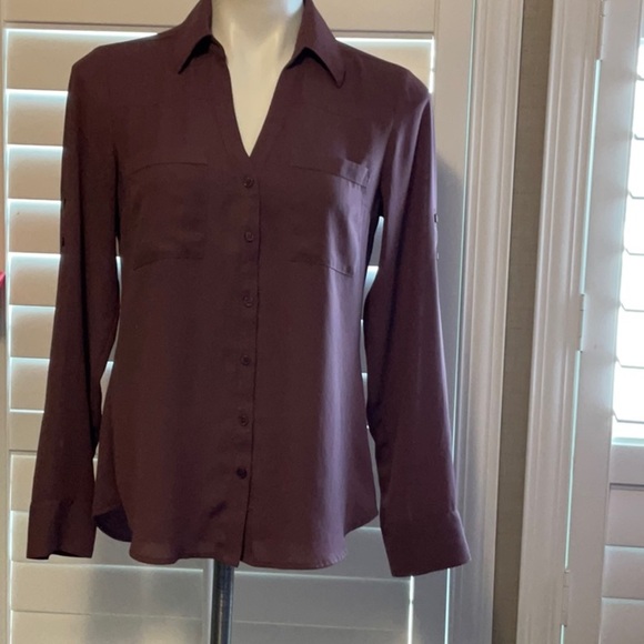 Express Women's Button-Down Shirt - Deep Purple - Picture 1 of 8
